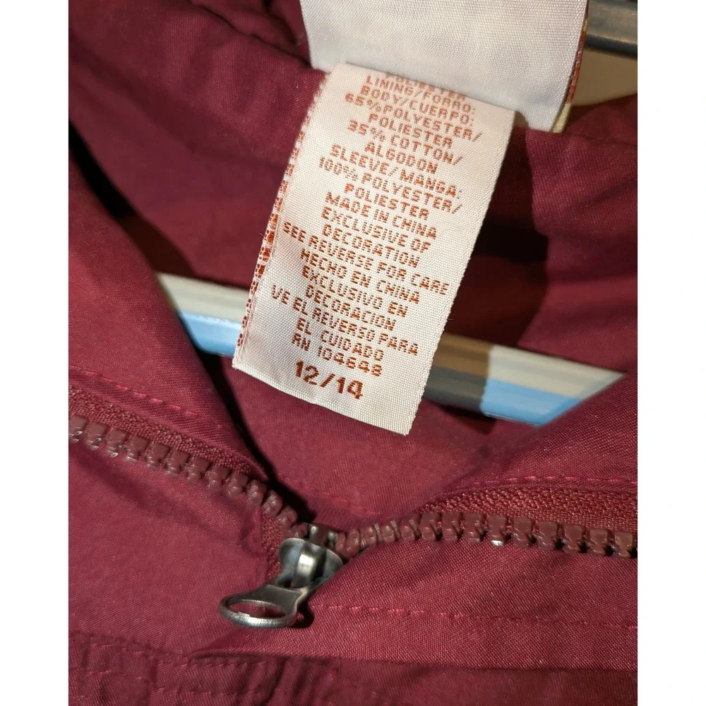 Vtg Virginia Tech Hokies Kids Quarter Zip Lined Pullover 90 Jacket 12/14 Red Oak